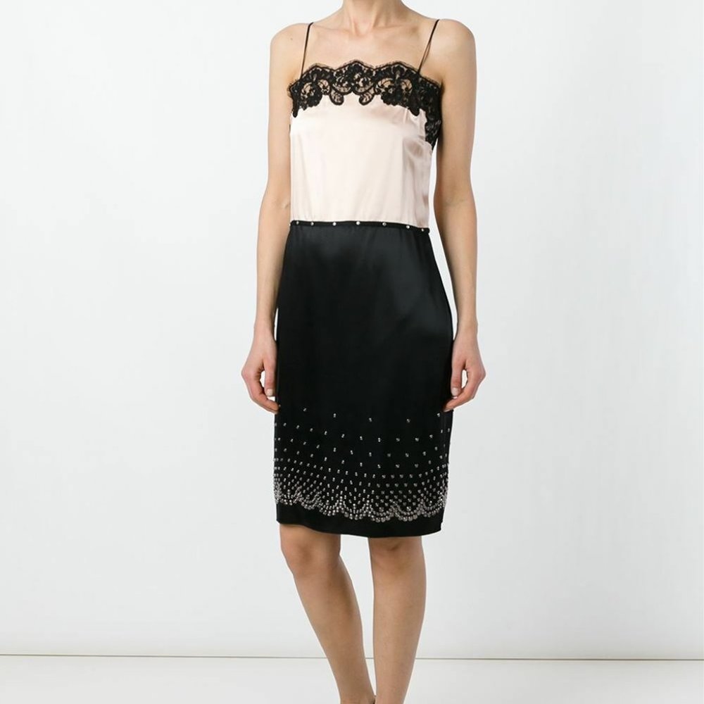 ALEXANDER WANG Lace Trim Embellished Satin Dress
